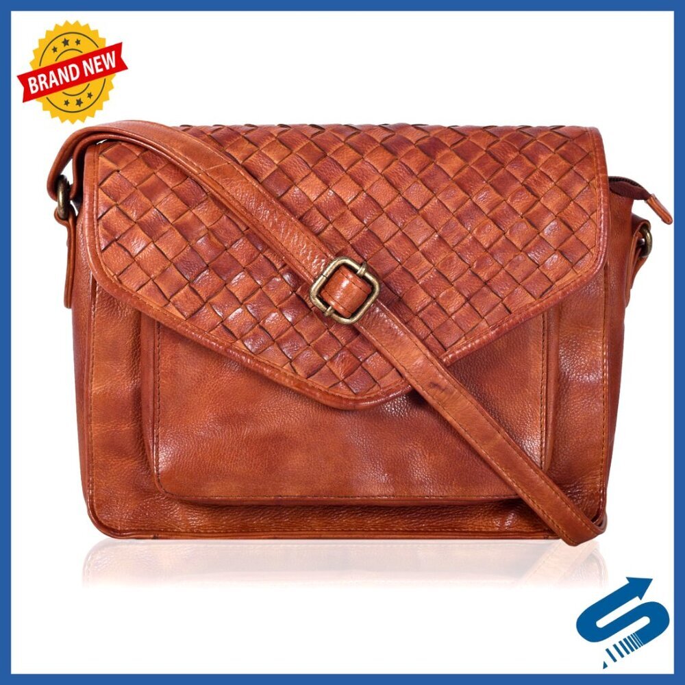 Genuine Leather Crossbody Bag with Adjustable Strap, Magnetic Closure